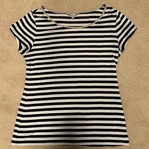 Banana Republic Black White Striped Gold Collar